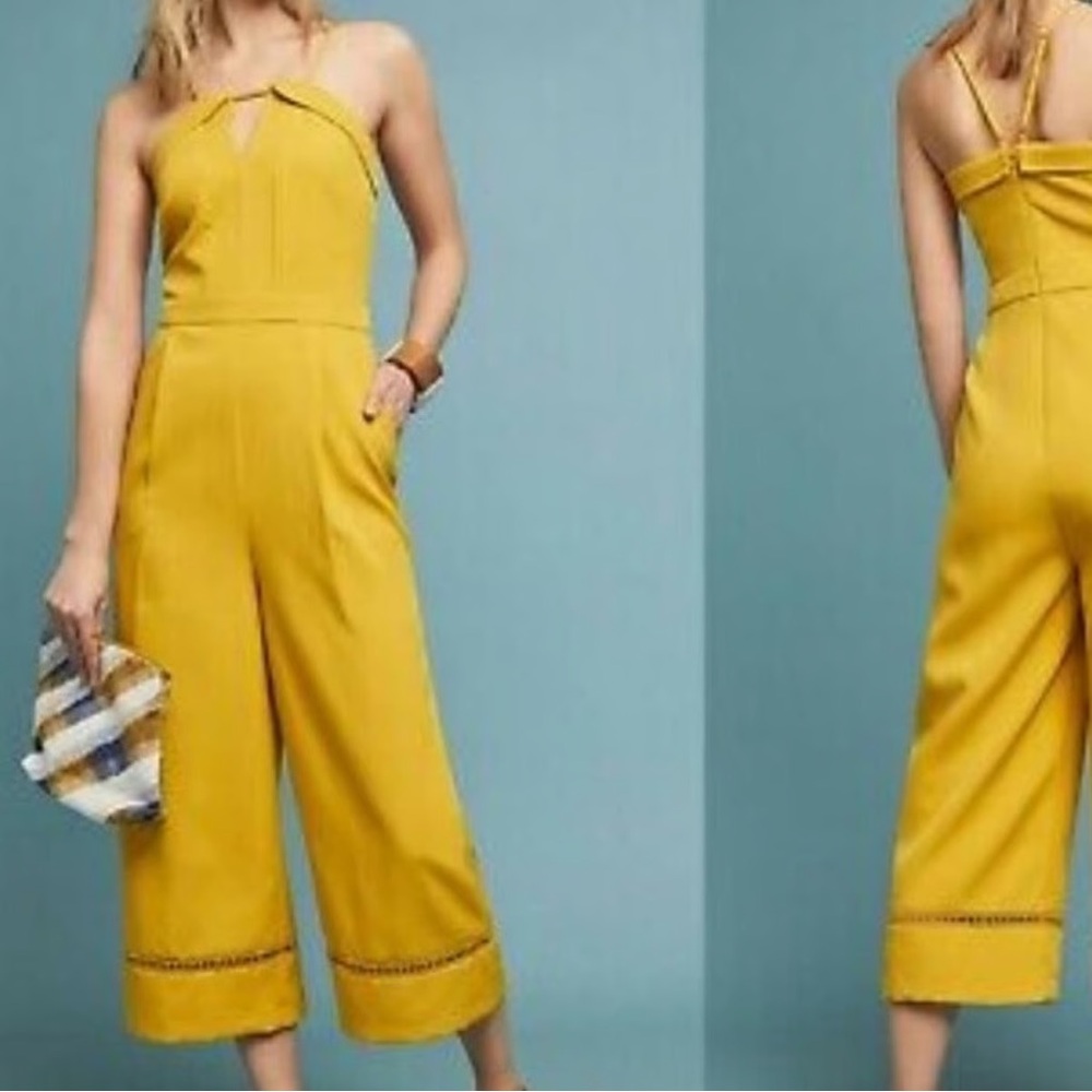Anthropologie Wide Leg Jumpsuit in Yellow